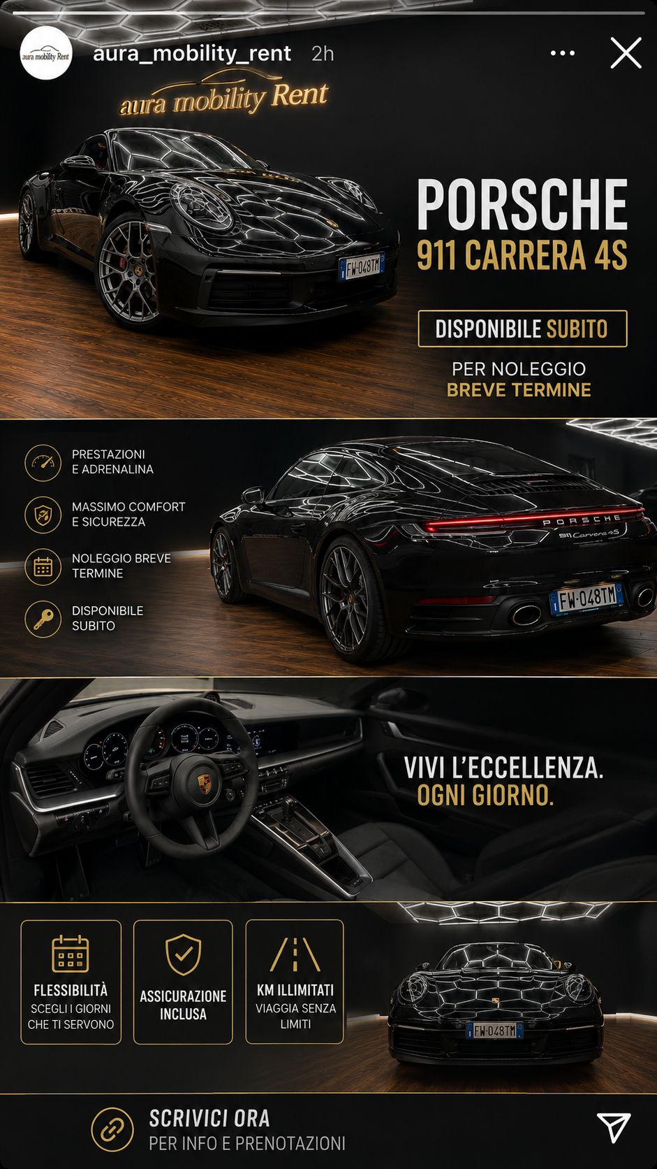 Esempio visual Aura Mobility Rent Porsche 911 Carrera 4S